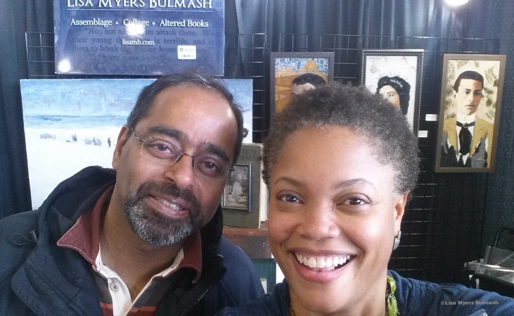 Painter/poet Vikram Madan stops by to chat at the Best of the Northwest October show. Credit: Lisa Myers Bulmash