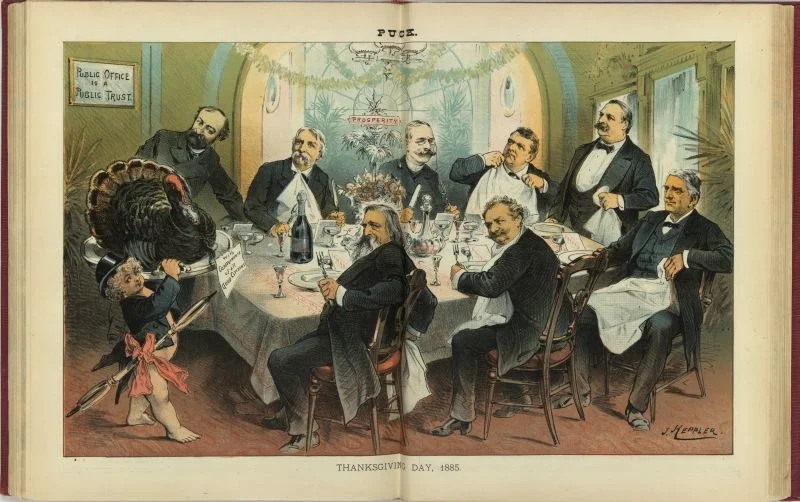 "Puck" magazine, Thanksgiving Day 1885 cartoon. Credit: Library of Congress