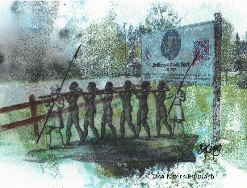 Lisa Myers Bulmash, “It’s Already Happened Here,” collage on paper