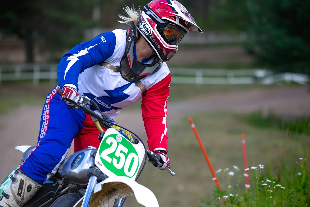 Tuire Aho from Finland, one of the very first Women Riders to choose 250LONDON’s original Vintage MX inspired kit