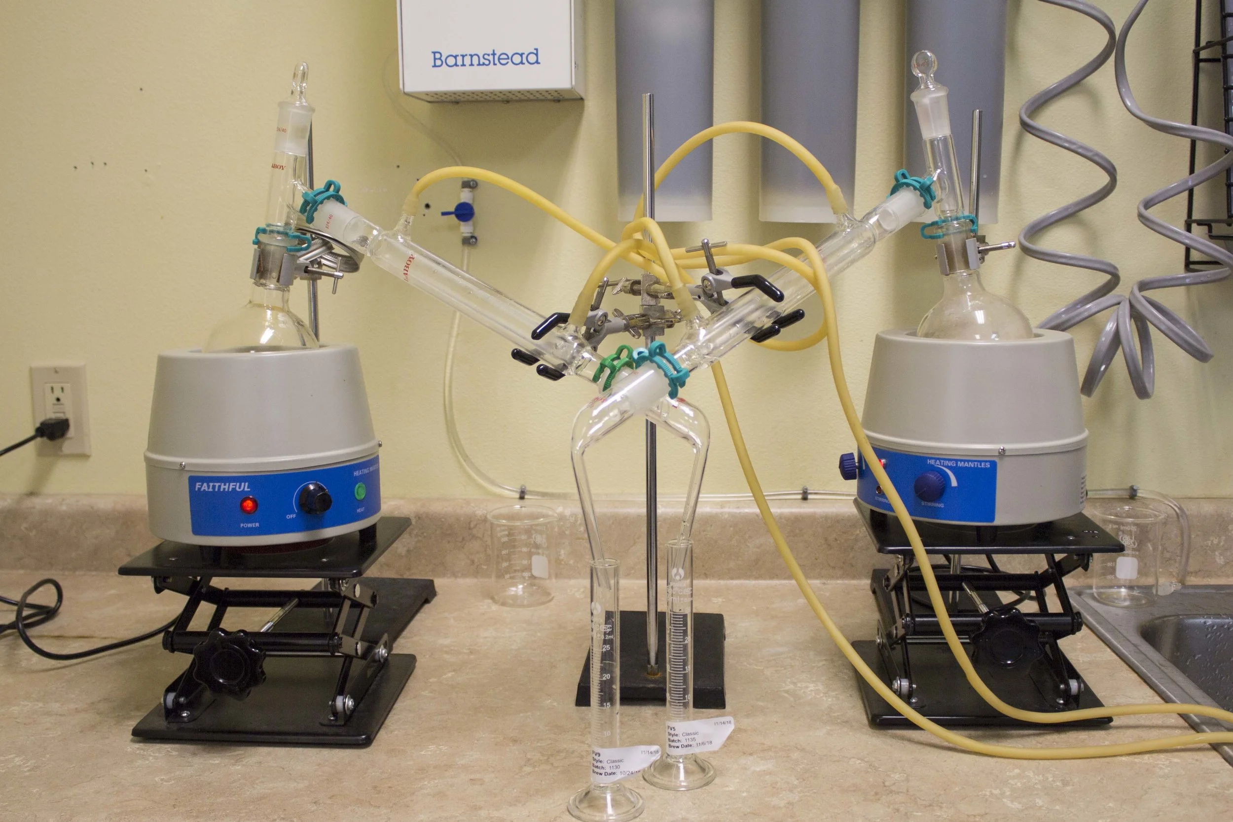 Samples distilling out diacetyl.