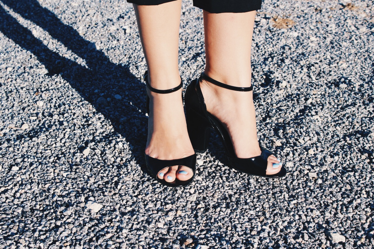 I call these patent ankle-strap Zara heels my Barbie shoes because they remind me of the open-toe mules vintage Barbies always wore.