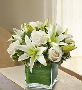 Modern Embrace White Rose and Lily Cube.jpg
