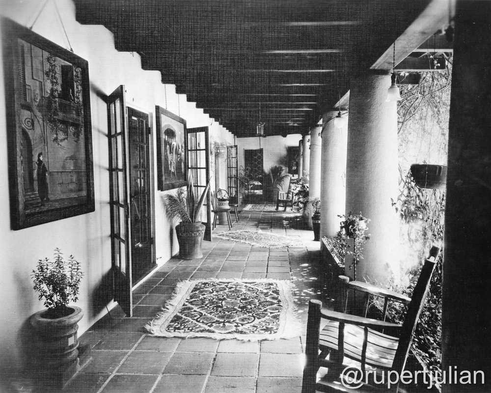  The interior at 2130 Vista Del Mar (the former Krotona Court) in Los Angeles, CA.  Photograph undated, from the Bison Archive in Los Angeles, CA. 