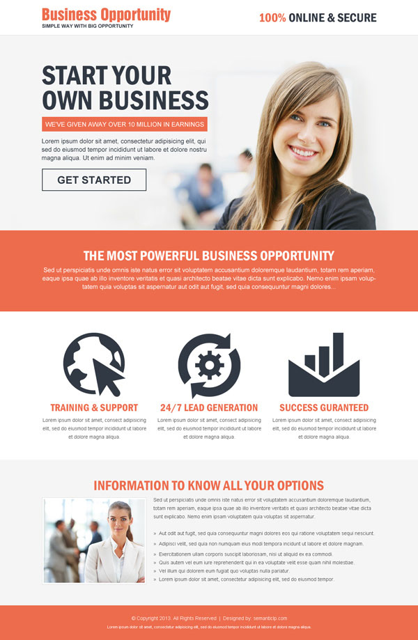 Example one page website. Simple, focused and effective.