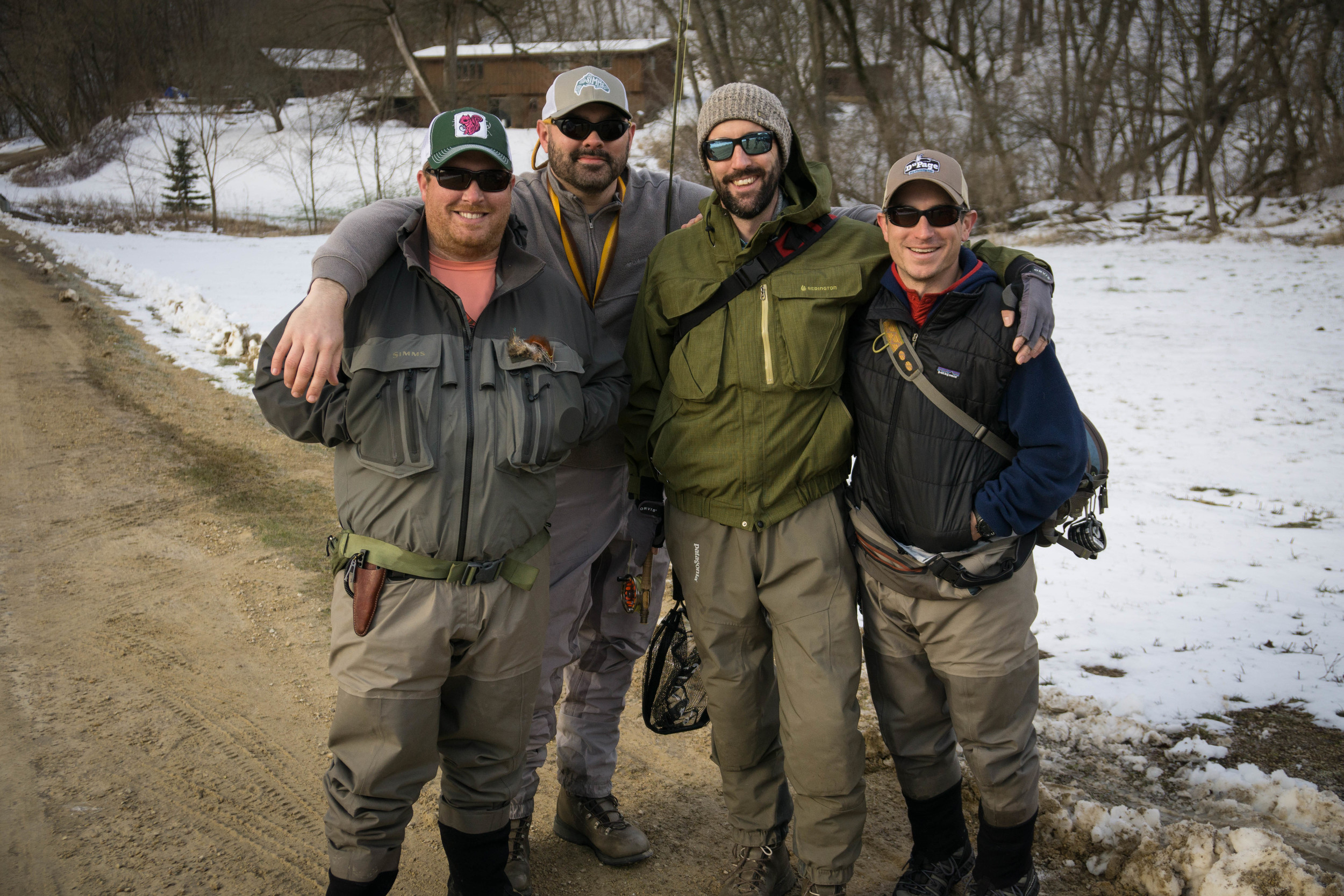 Our merry band of Anglers - (from left) Bill, Keith, Jonathan, and I'm the tall one on the end. 
