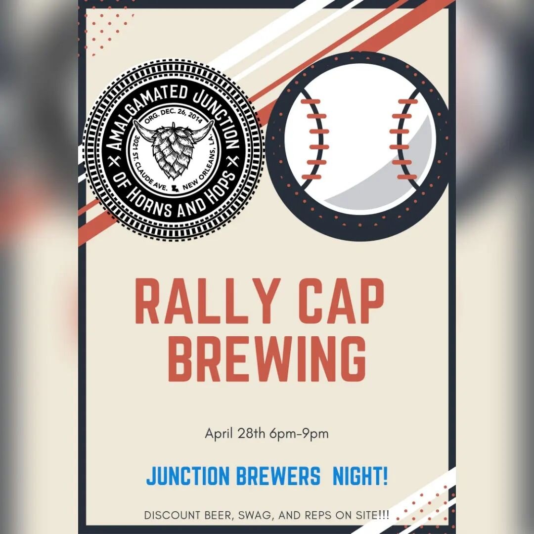 ℝ𝕒𝕝𝕝𝕪 ℂ𝕒𝕡 𝔹𝕣𝕖𝕨𝕚𝕟𝕘 is making a return to Junction Brewers Night! Their beer is spot on for game time and chill time. Come by Thursday April 28th 6pm-9pm. We'll have discounted Beers ,swag, and reps on deck!

🥒In a Pickle - Hazy IPA
⚾Pinc