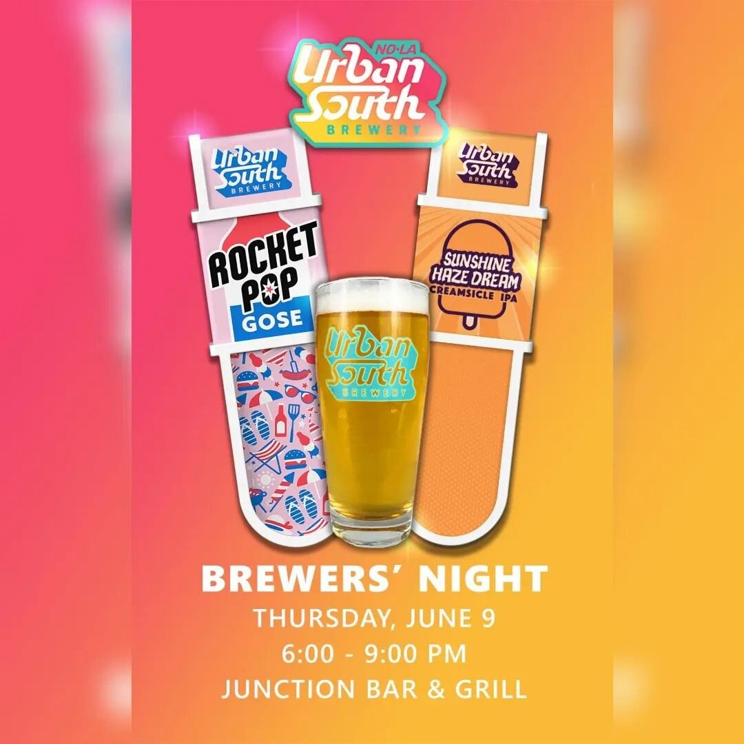 🍺Urban South🍺
 Is coming through for the Summer HEAT!
On June 9th from 6pm-9pm
We will have discounts, samples, and giveaways on Urban South beer including :
🟠Sunshine Haze Dream - Dreamsicle IPA 🥶
❄️Rocket Pop Gose - Crushable frozen treat in a 