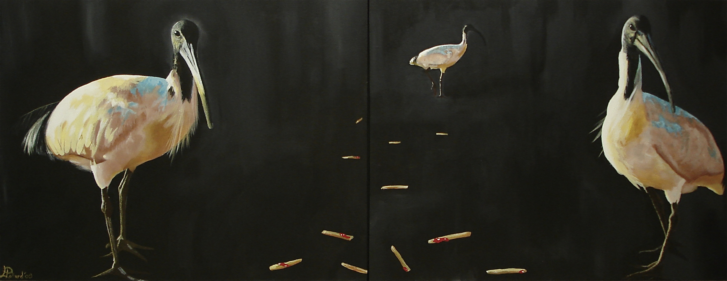   Three Ibis  - acrylic on canvas 30" x 40" x 2 