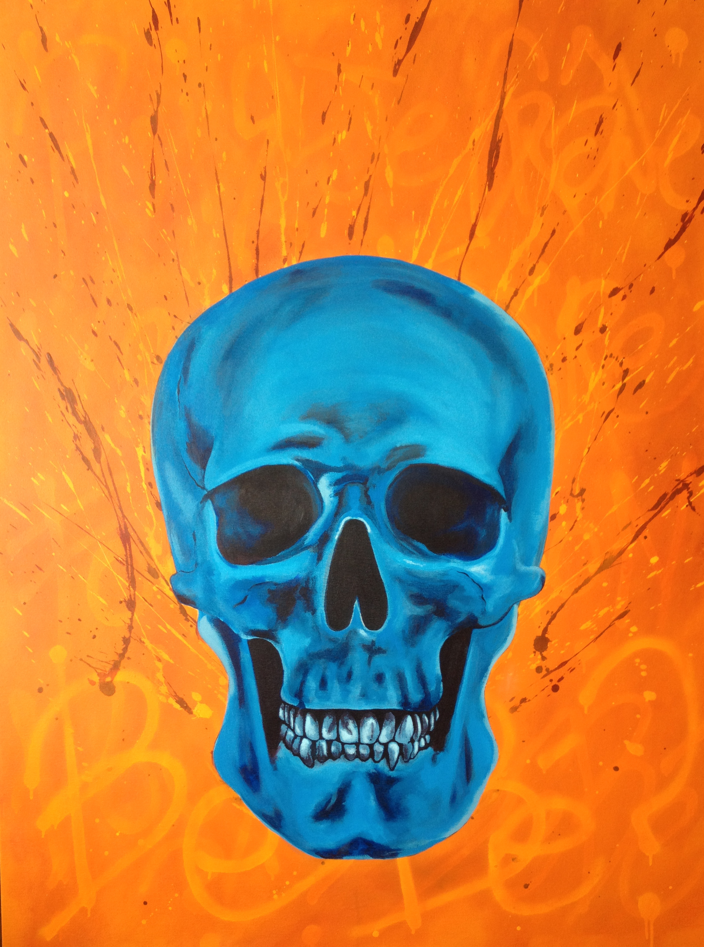   Blue Skull  - acrylic on canvas 36" x 48" 