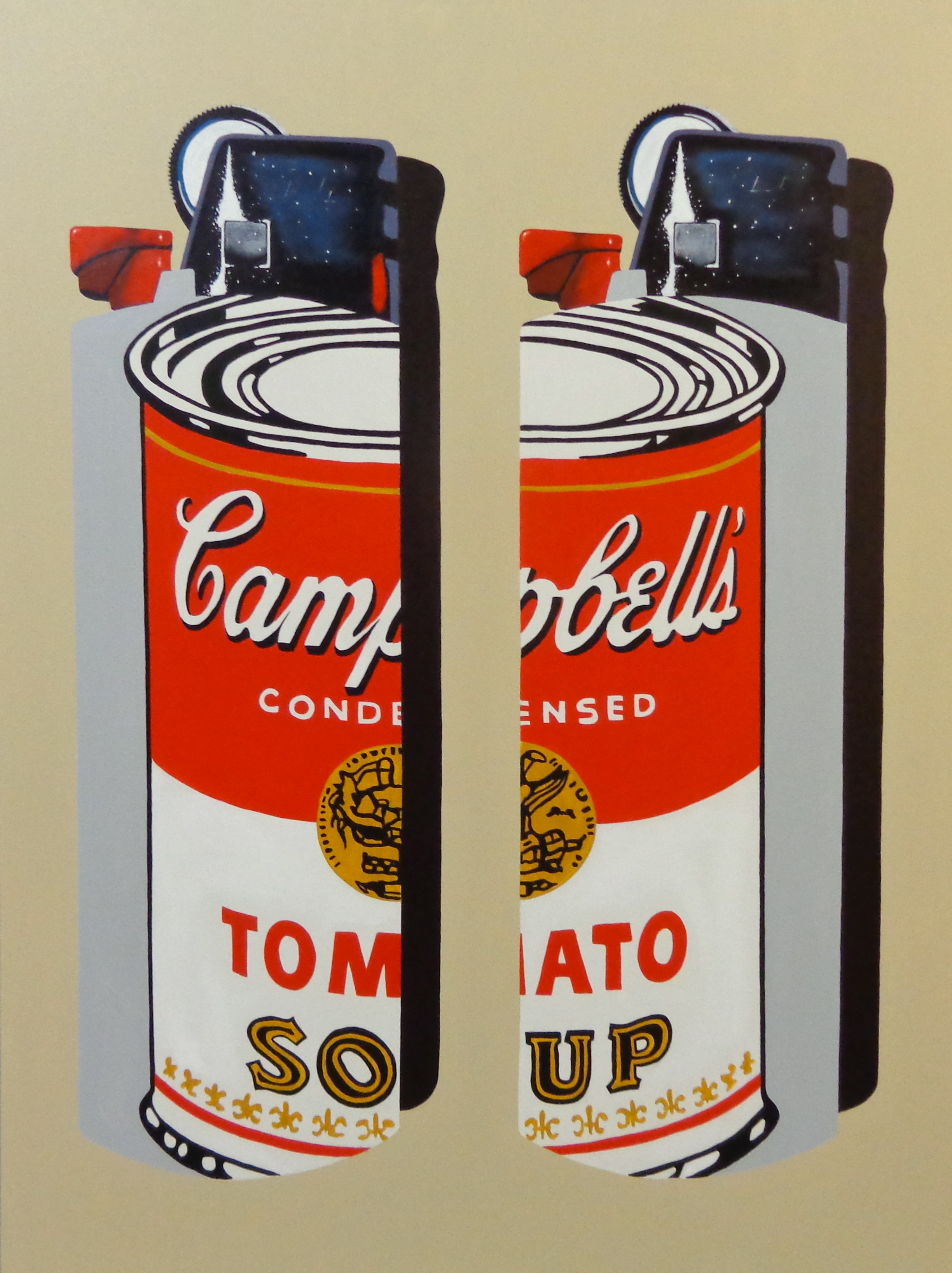   Warhol Bics&nbsp; -&nbsp;  acrylic on canvas&nbsp; 48" x 36" 