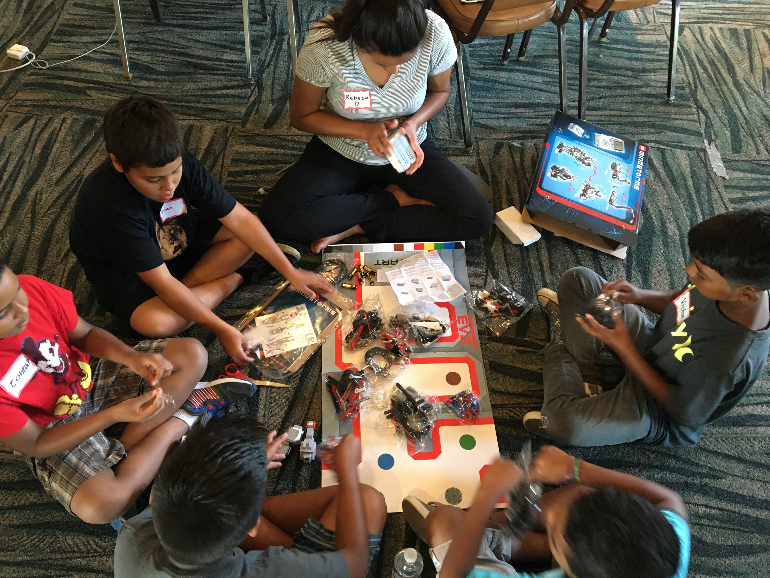 One of our Robotix teams assembling their robot. 