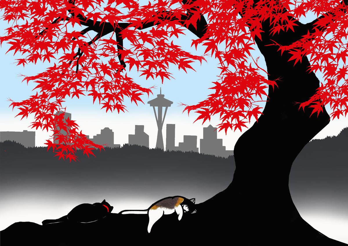 Cat Nap Under the Maple Tree