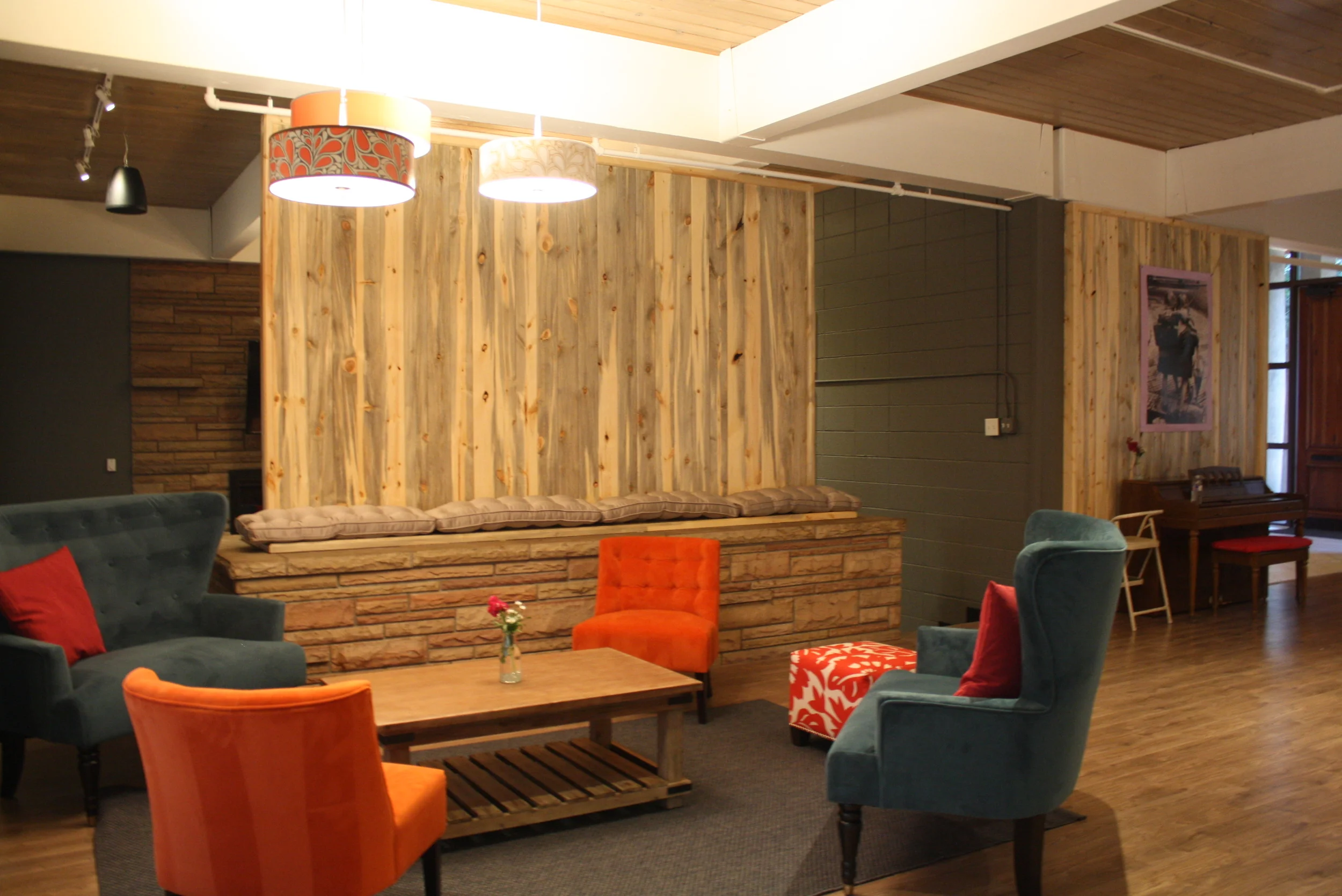 View of great room from back door