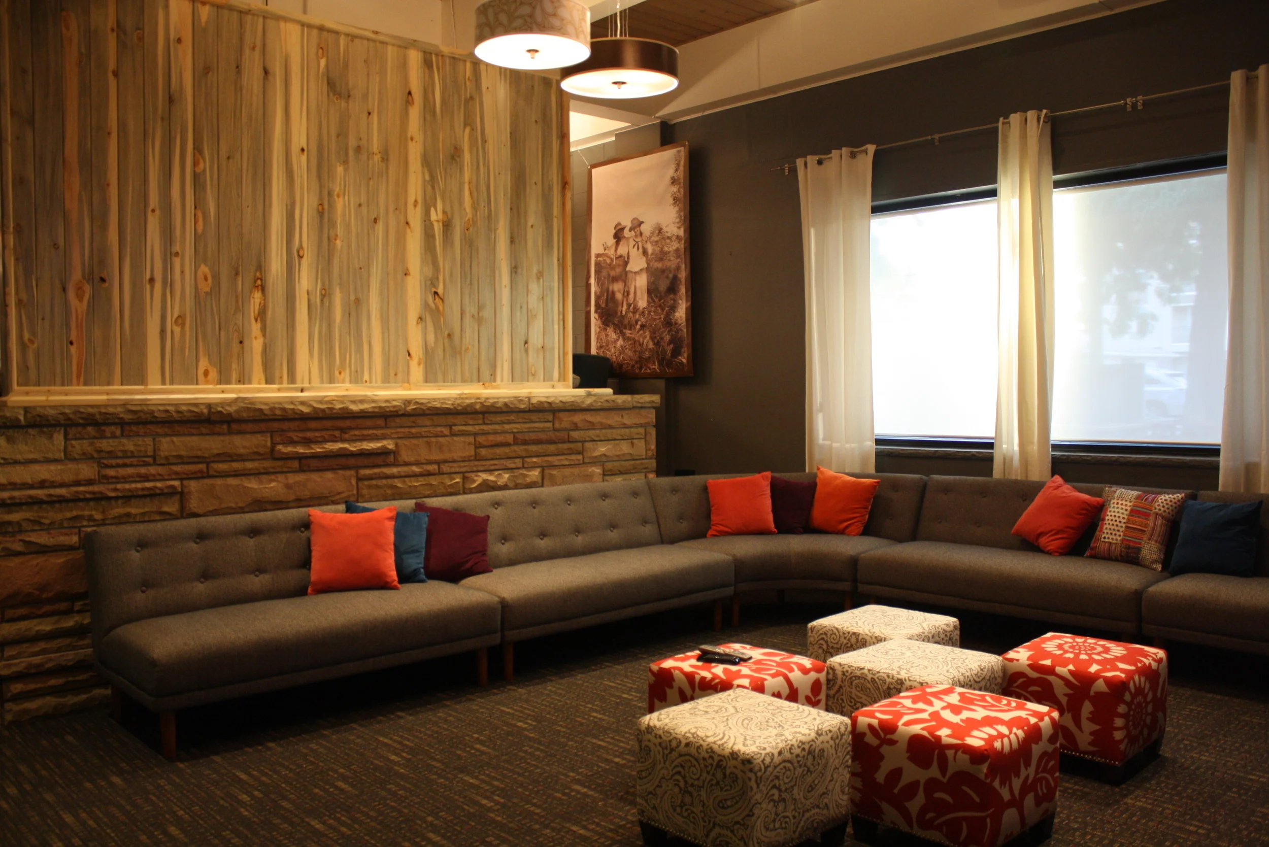 Sunken lounge and television room