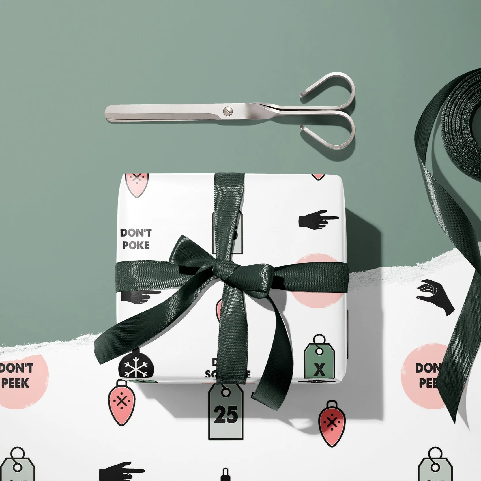 Paper and Ash Christmas Wrapping Paper - Don't Peek, Don't Prod