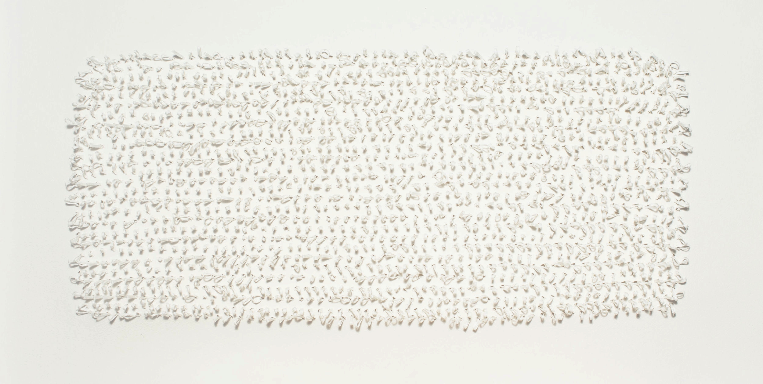  Tufting is a technique traditionally used through open weave fabric for rug making. These 3 dimensional wall pieces are created using the same tufting form through cotton paper.  yarn : cotton gima 
