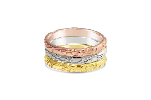 Rose, White & Yellow Gold Bands