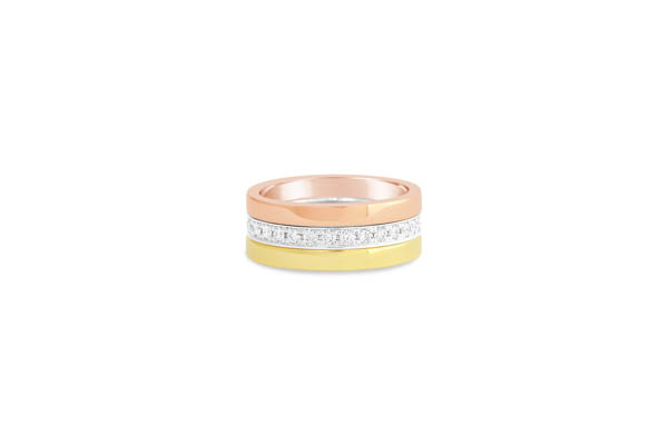 Rose, White & Yellow Gold Bands