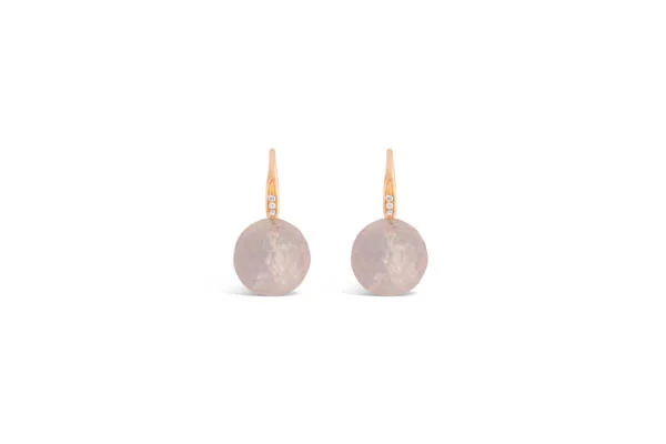 Rose Quartz Ball and Diamond Earrings Rose Gold.jpg