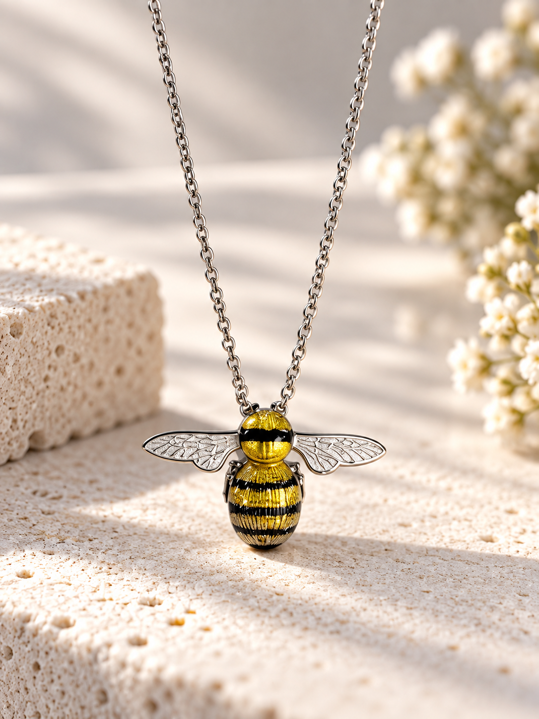 Sterling Silver Enamel Bumble Bee Pendant