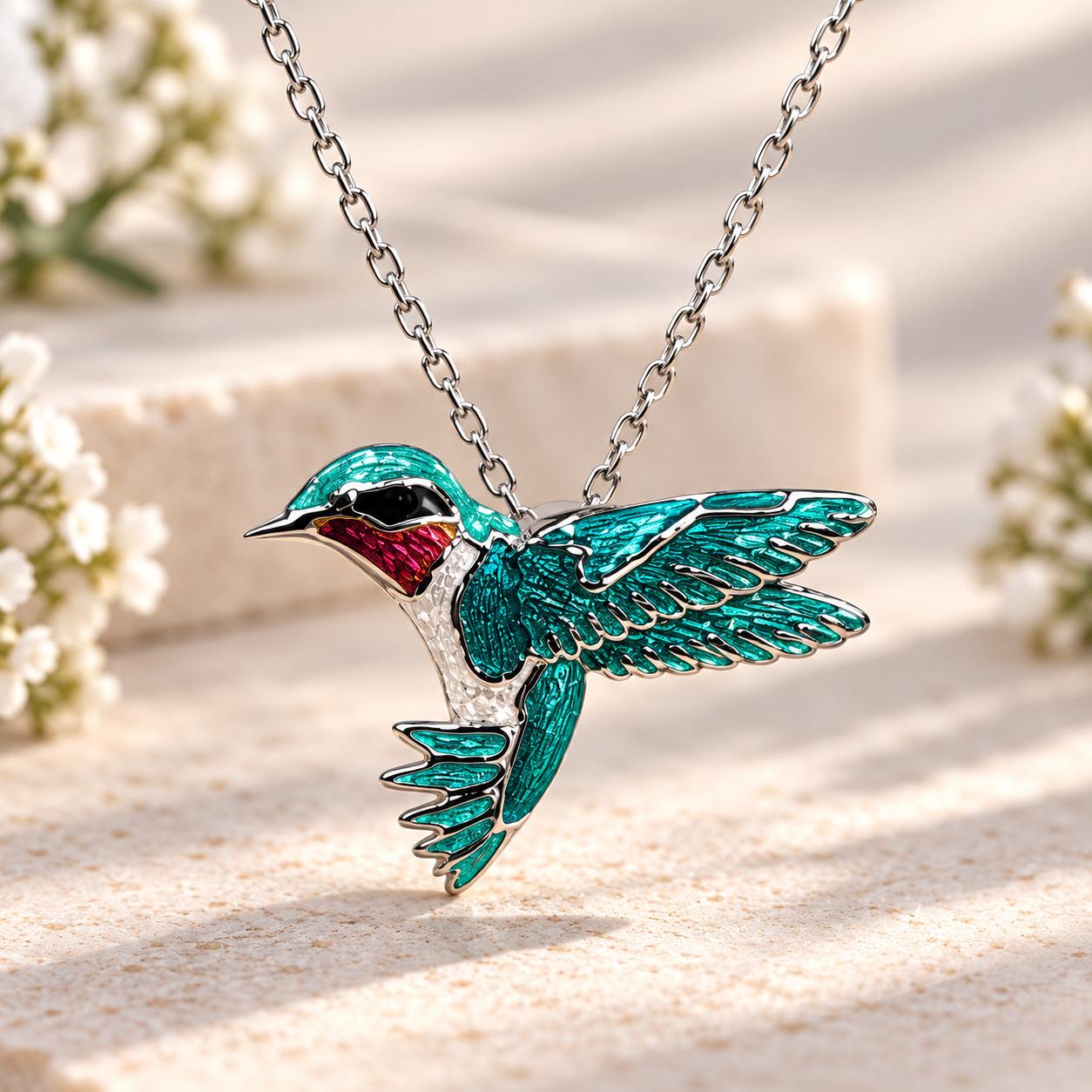 Sterling Silver Enamel Kingfisher Pendant
