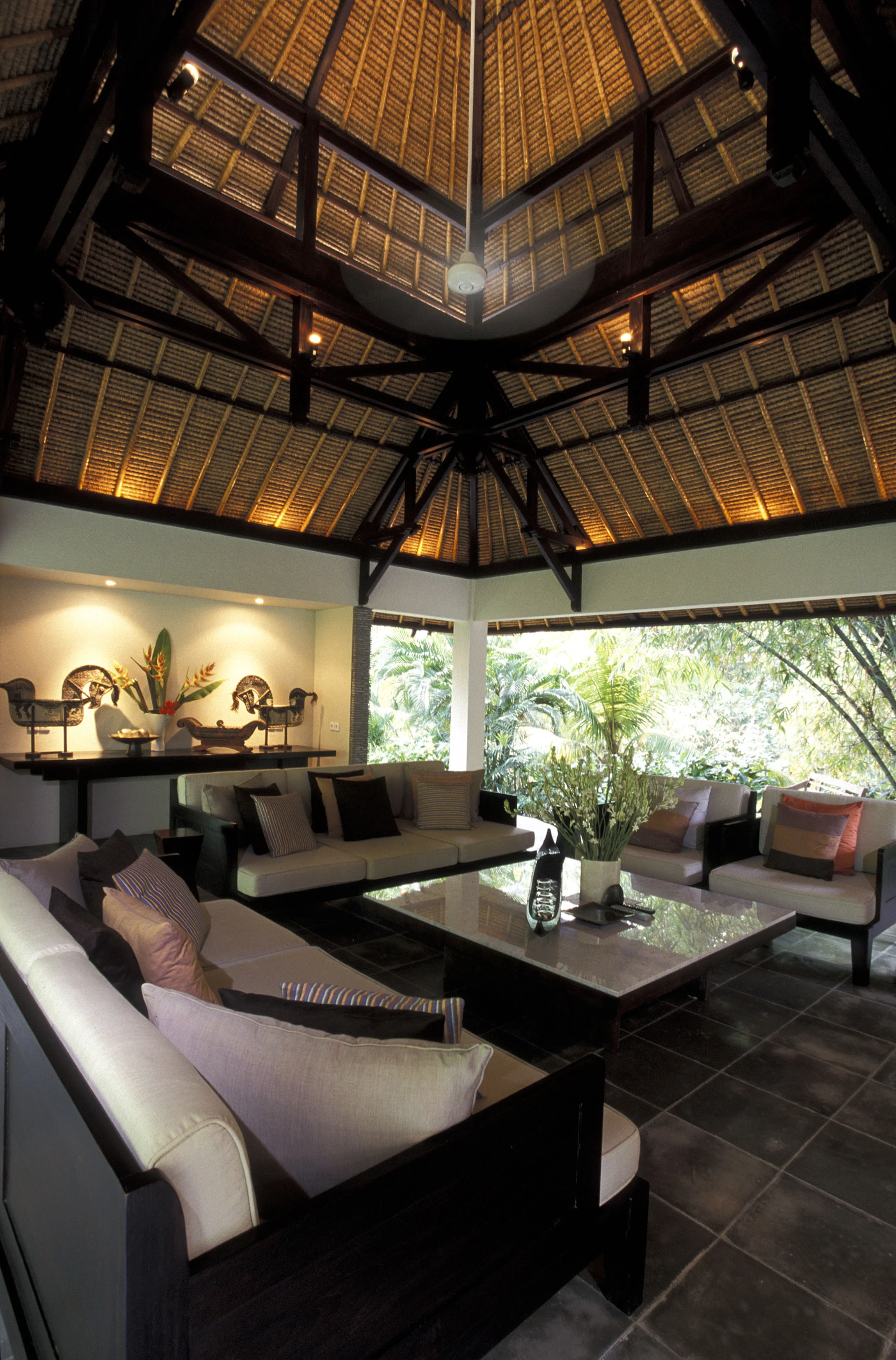 Cepaka Villas Bali Tropical Villa Living Room Thatched Roof.jpg