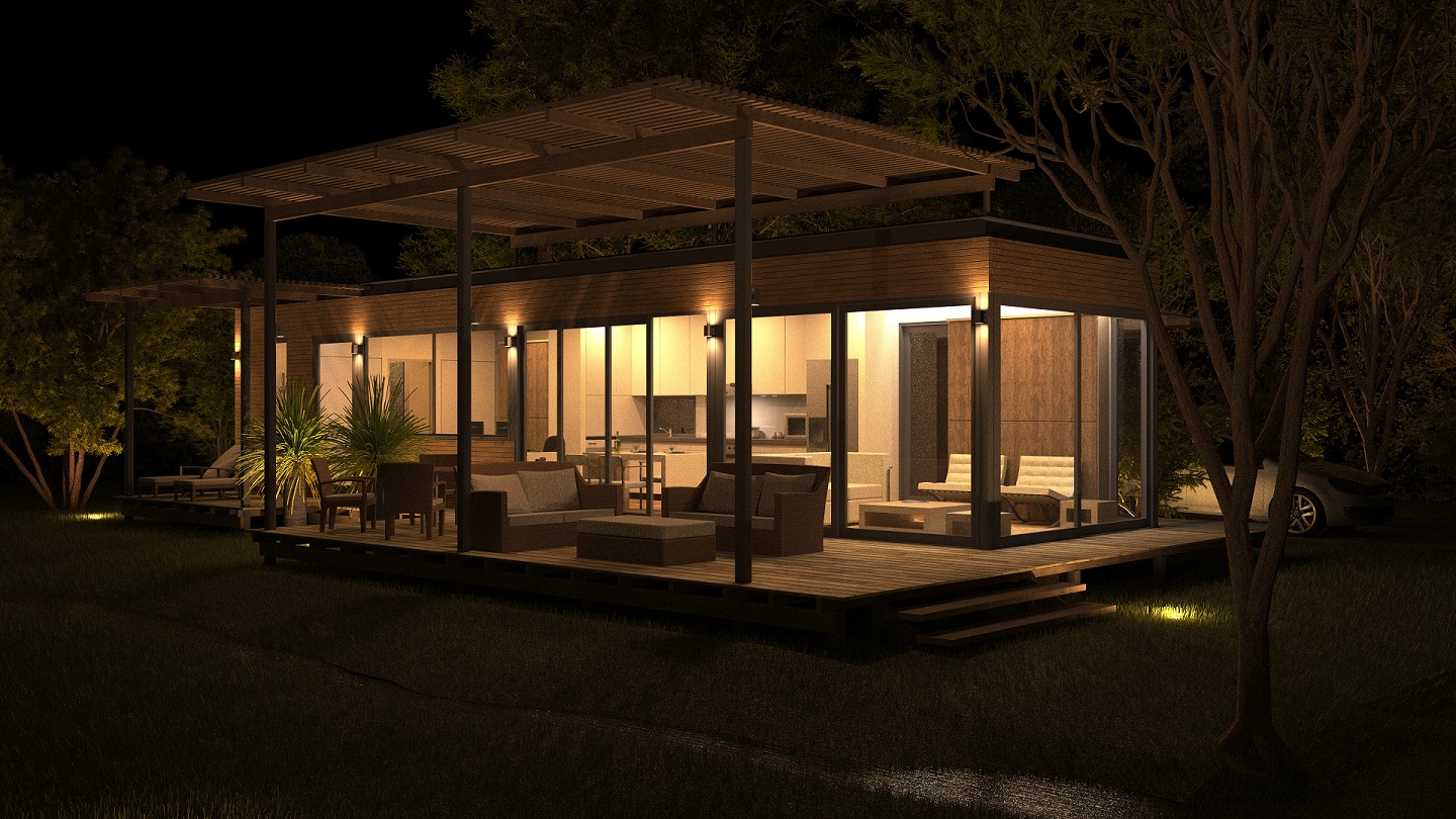 MHR Micro House Deck Pergola Night View.jpg