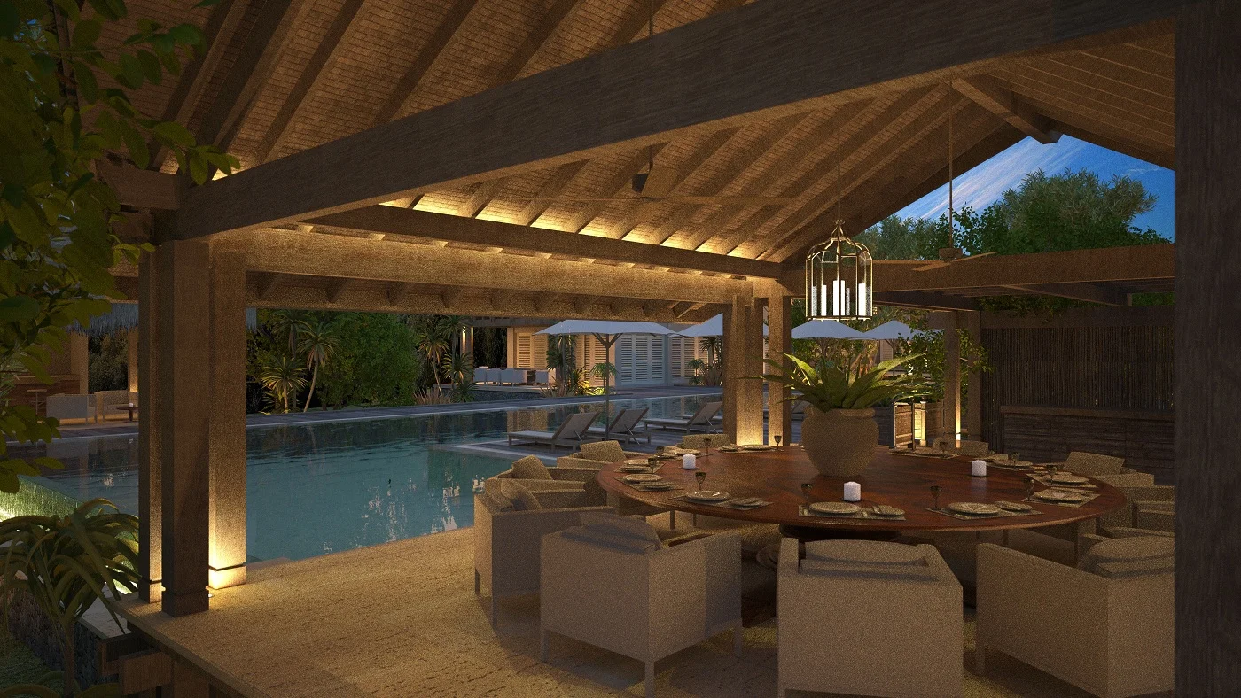 Trancoso Residences Brazil Remote Dining Pavilion Night.jpg