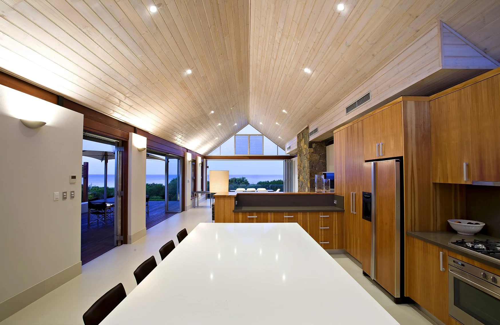 BBR Open Plan Kitchen Timber Ceiling Ocean View.jpg
