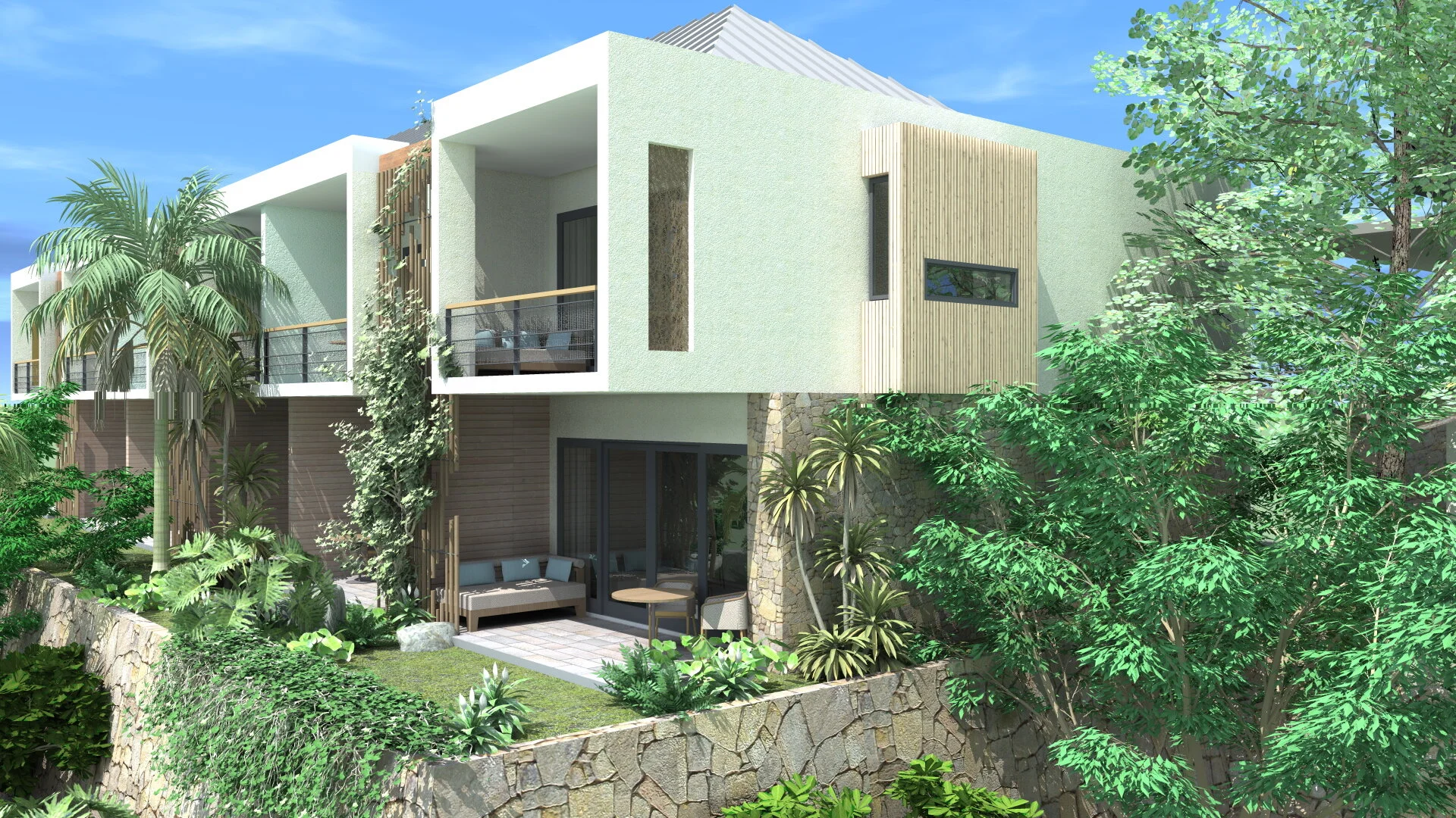 Mauritius Resort Two Storey Apartment Courtyard.jpg