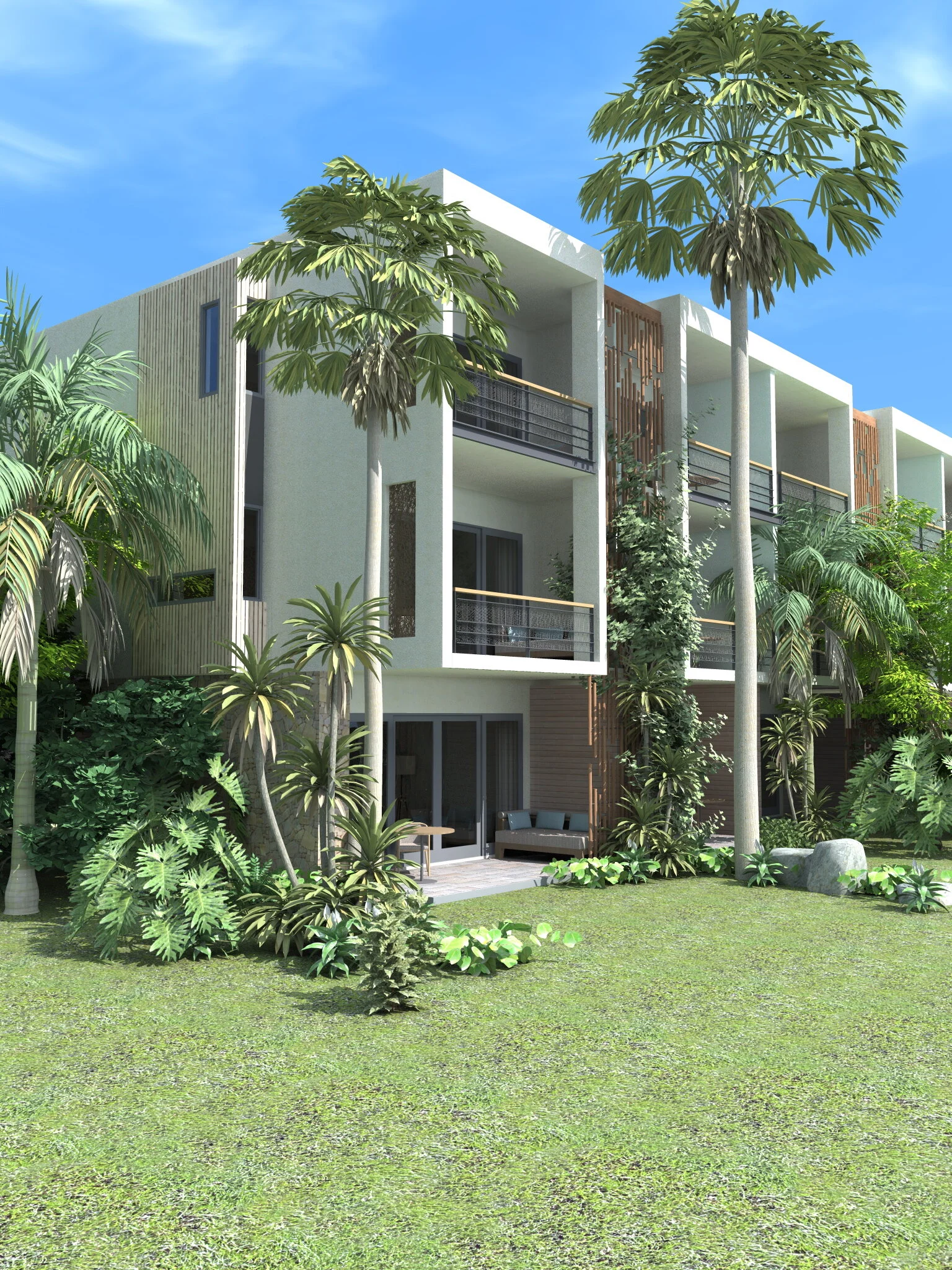 Mauritius Resort Three Storey Apartment Garden.jpg