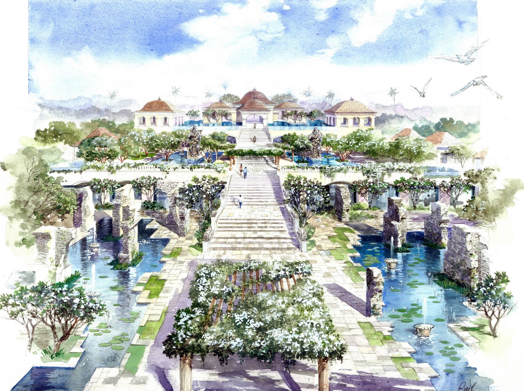 Jumeirah Bali Water Palace Landscape Perspective Majapahit Design.jpg