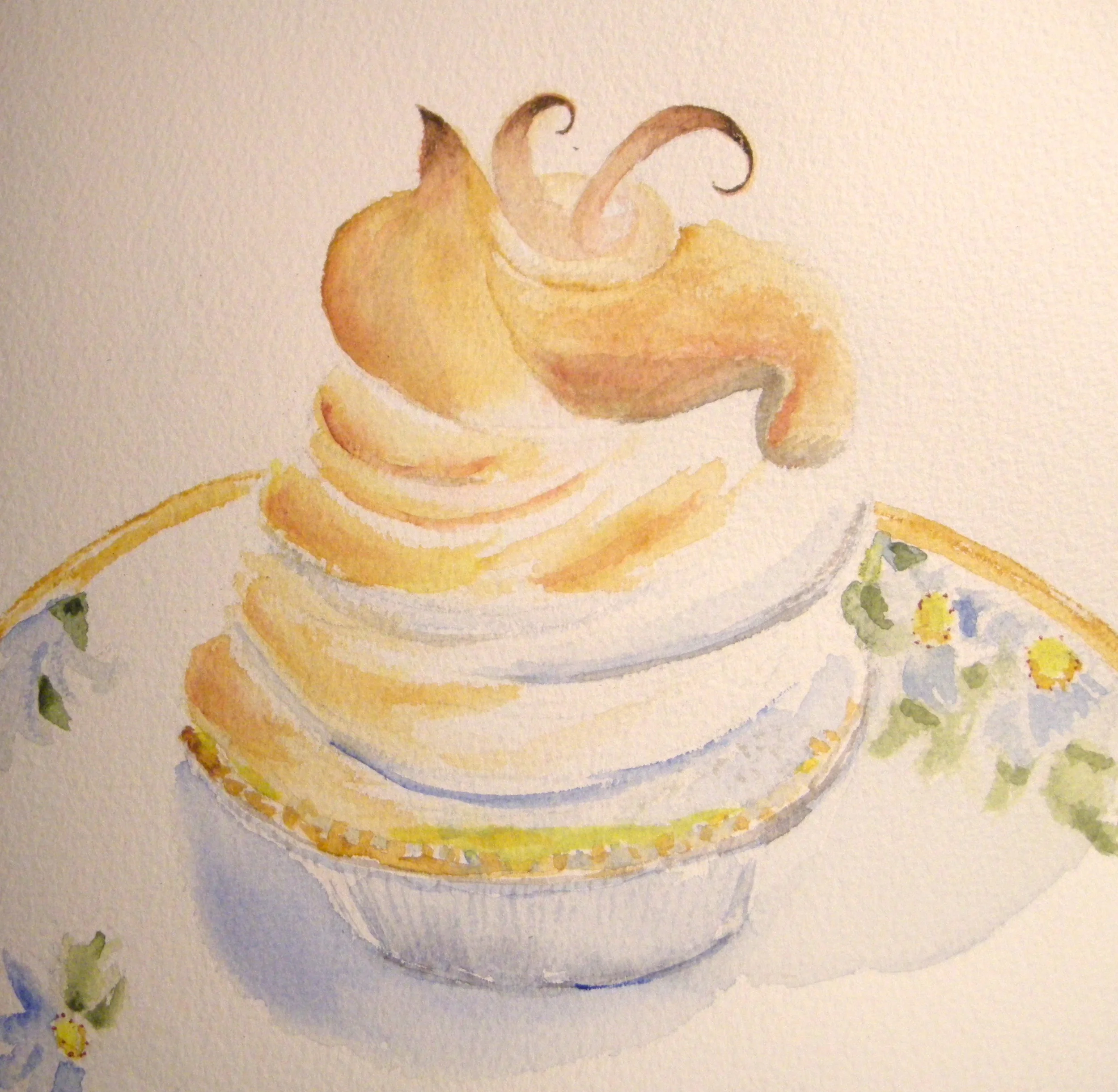 Glaser's lemon meringue on blue flower plate