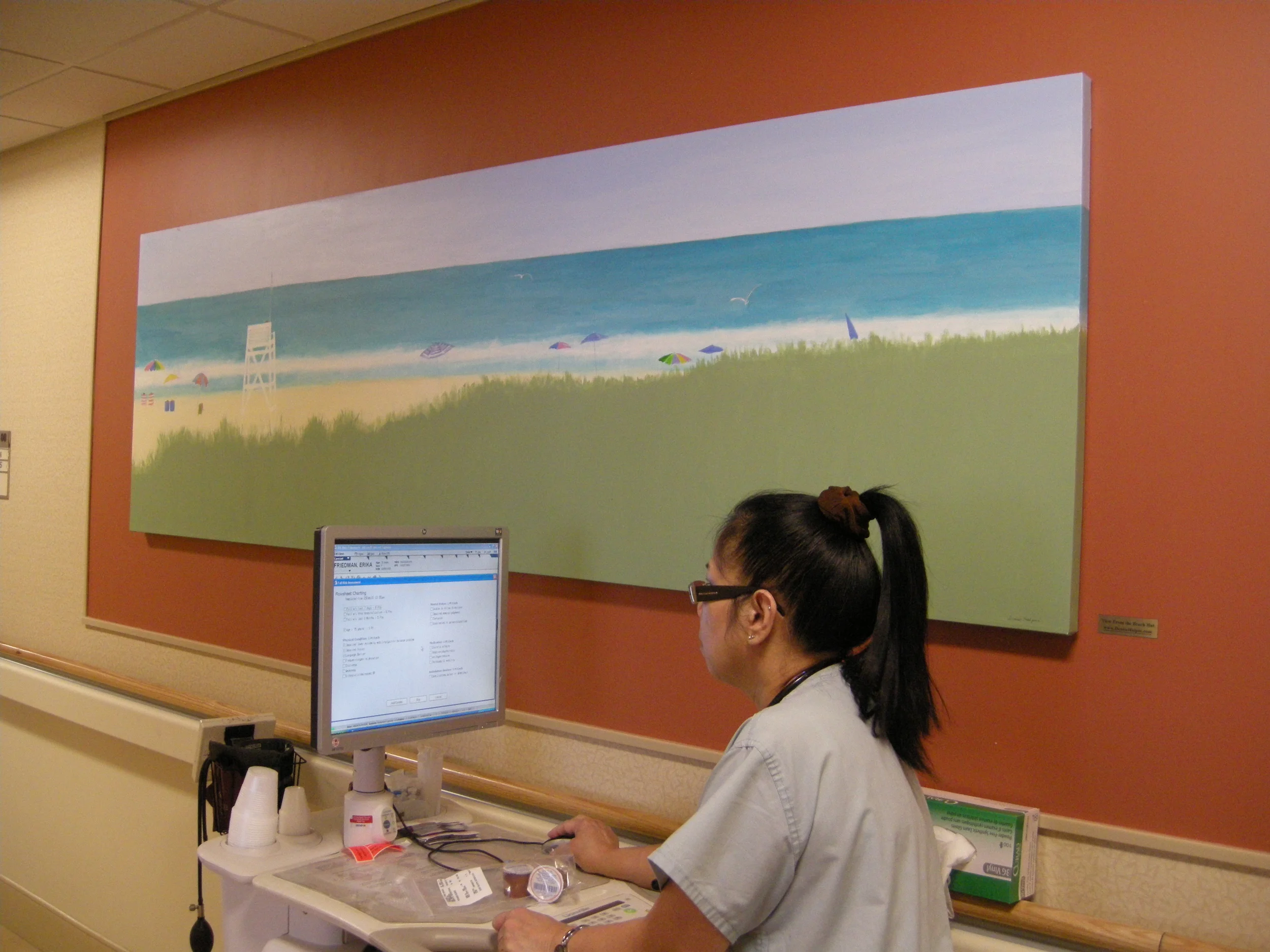  36"x96" acrylic on canvas, SOLD  Installation at Beth Israel Hospital, Nine Silver 