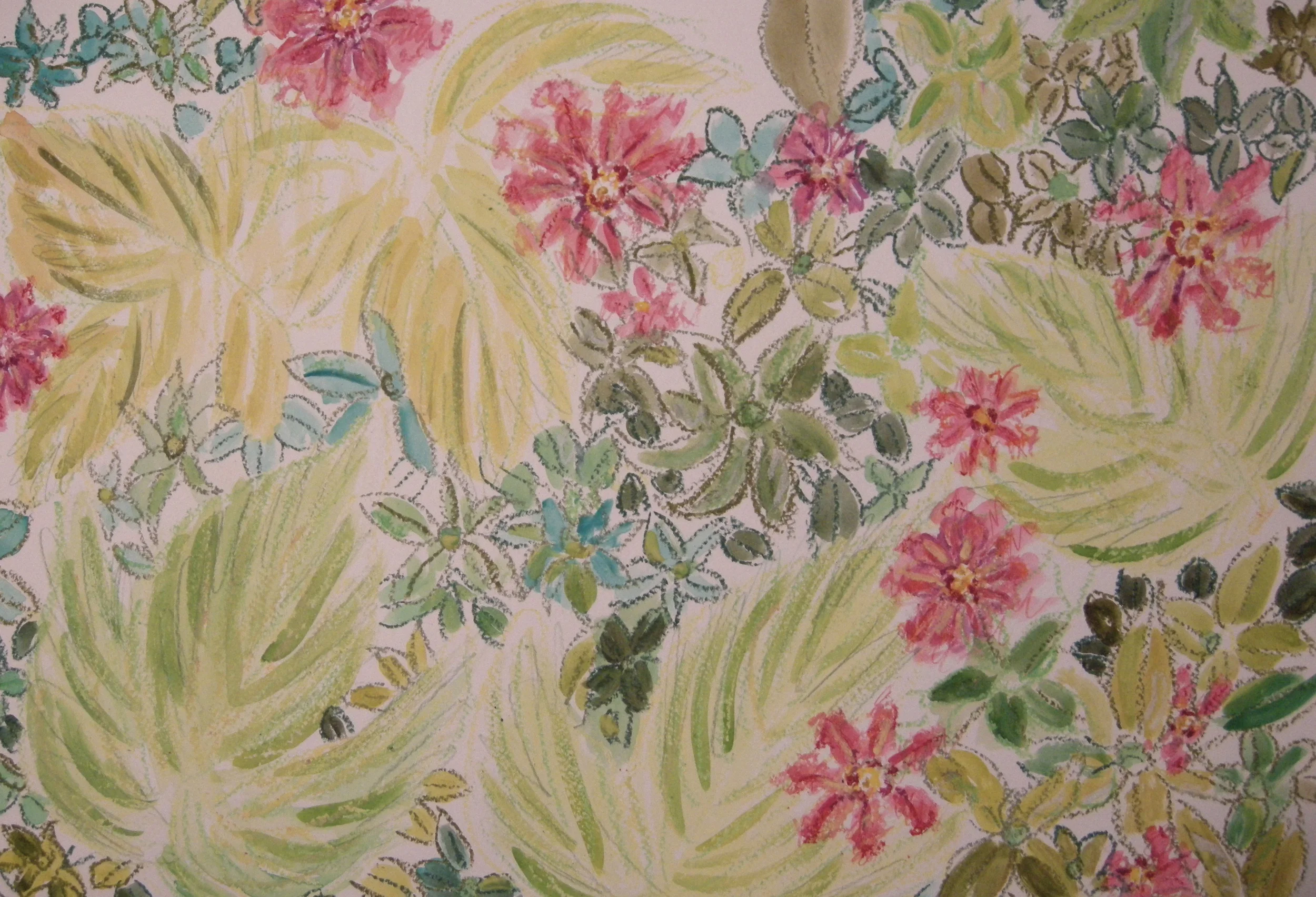 Pink floral with ferns