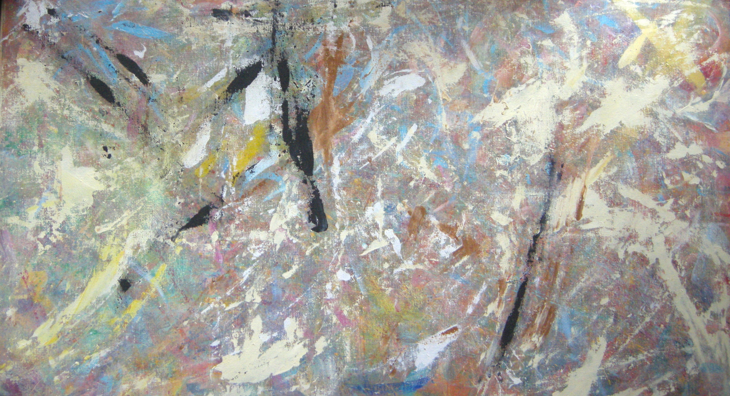 Abstraction, brown, yellow , black and aqua