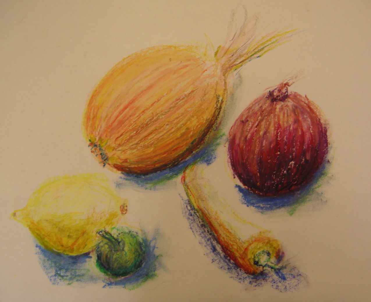 Onions and peppers and lemon
