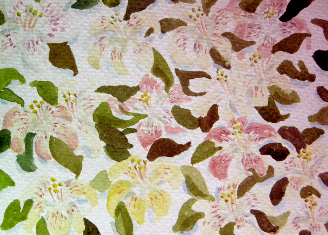 Pink Green and Yellow Flowers