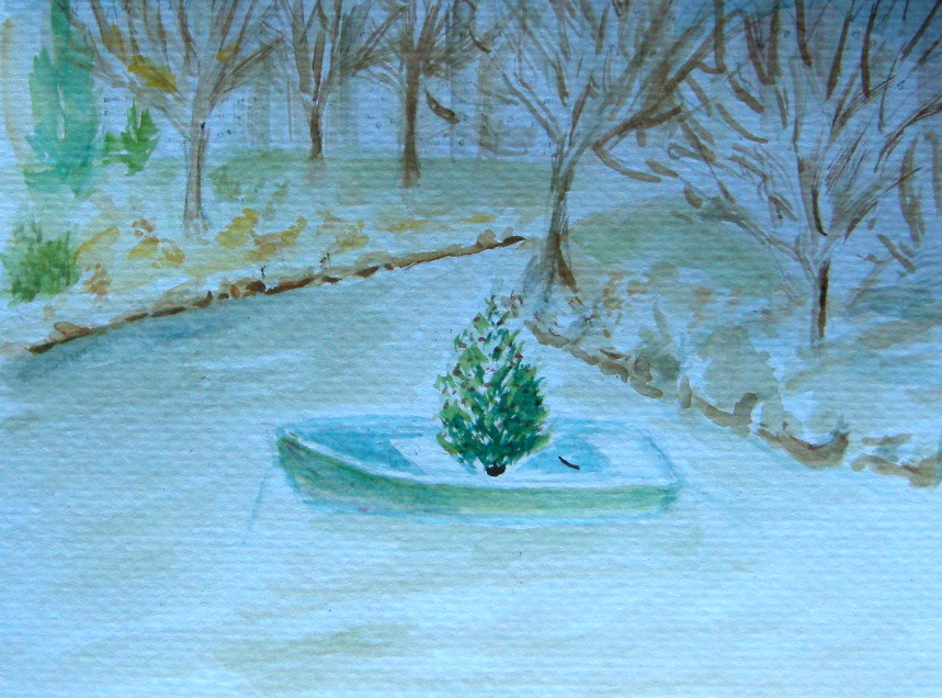 Boathouse Christmaswatercolor
