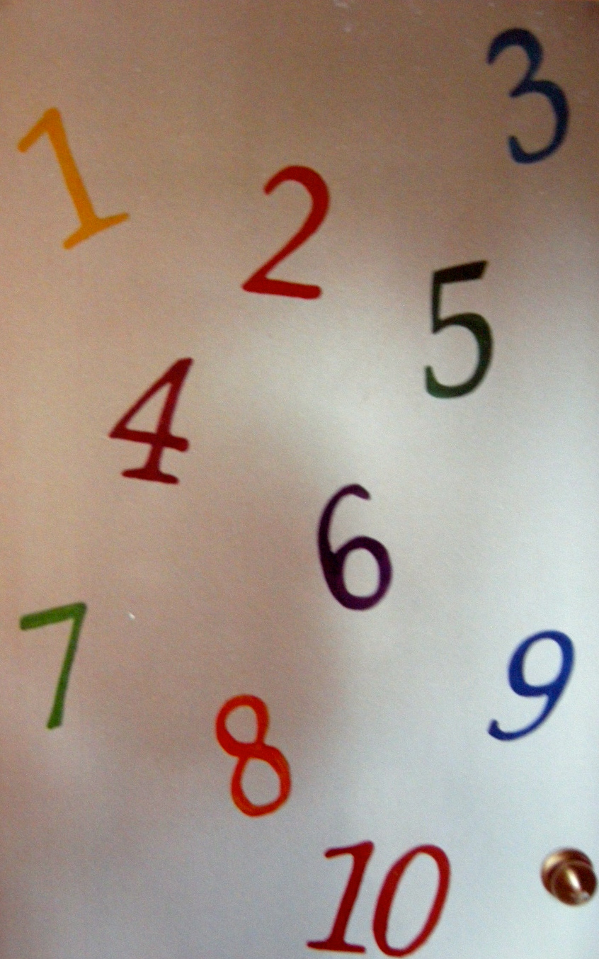 Numbers, on door, oil paint