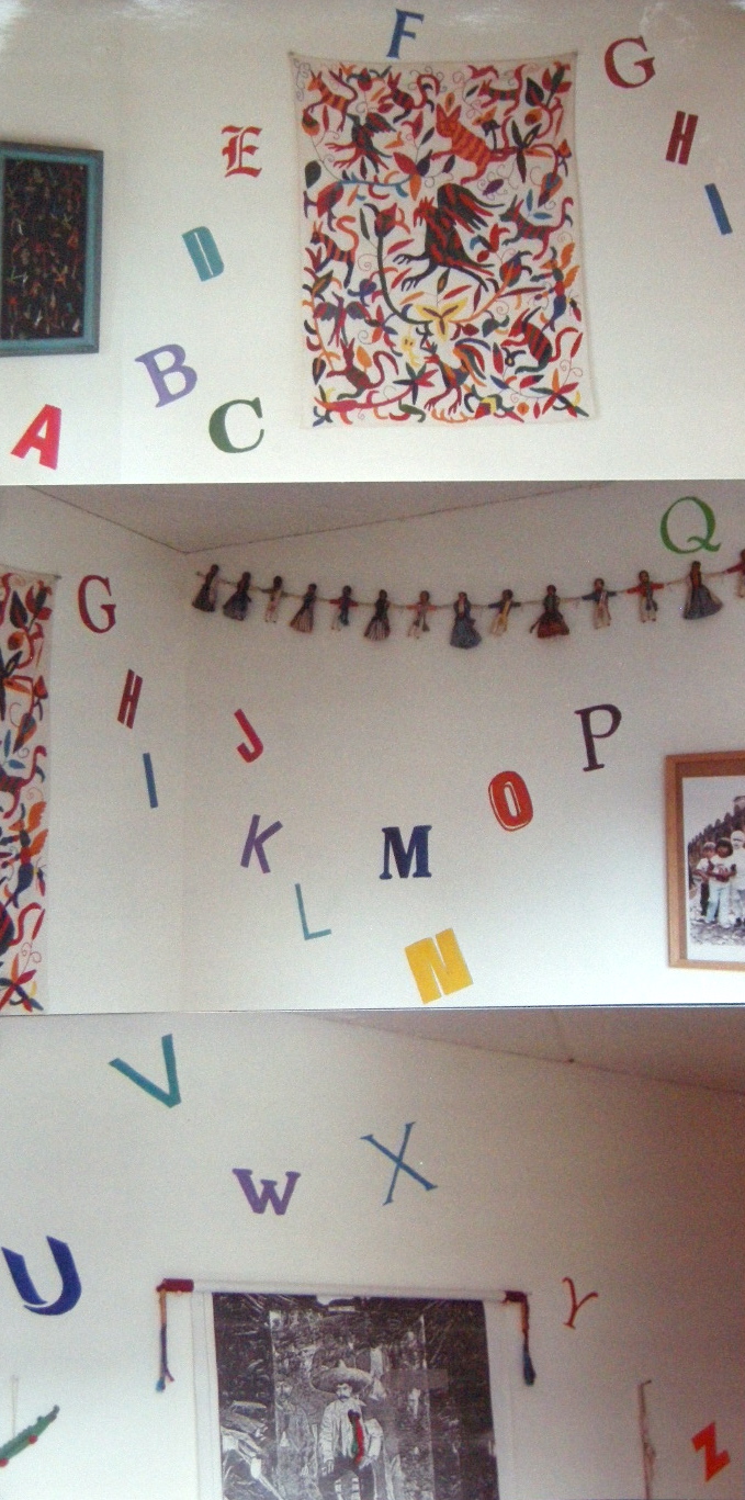 Alphabet wall, oil paint
