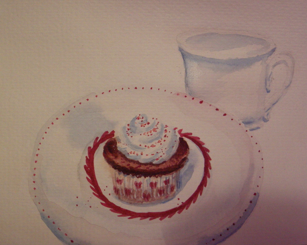 Heart Tea and cupcake