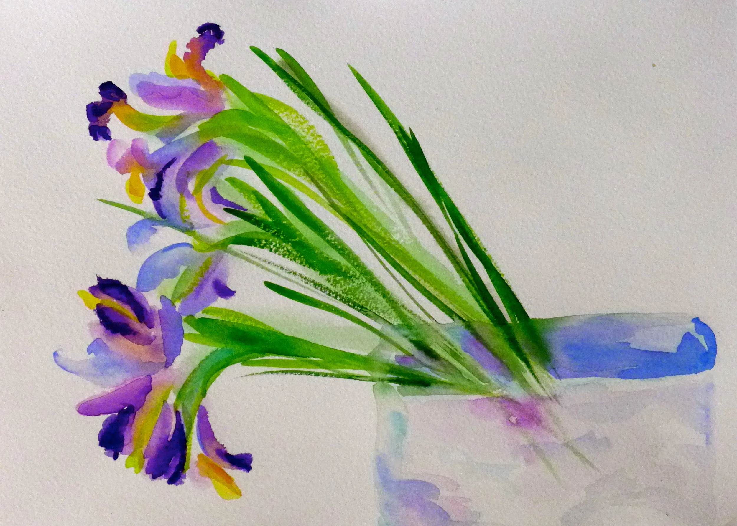 Three Irises, 10"x14", watercolor