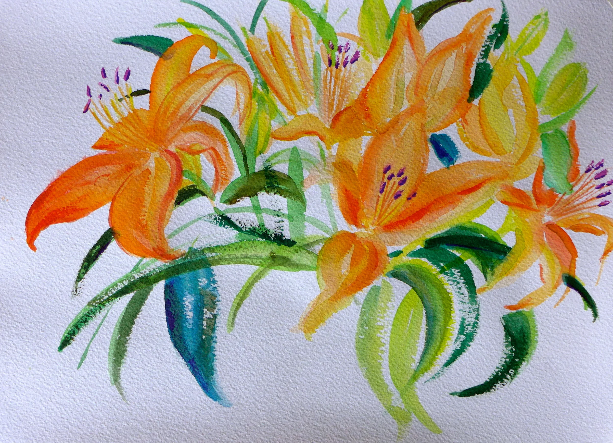 Lilies fro Lennihan, 9"x12" watercolor