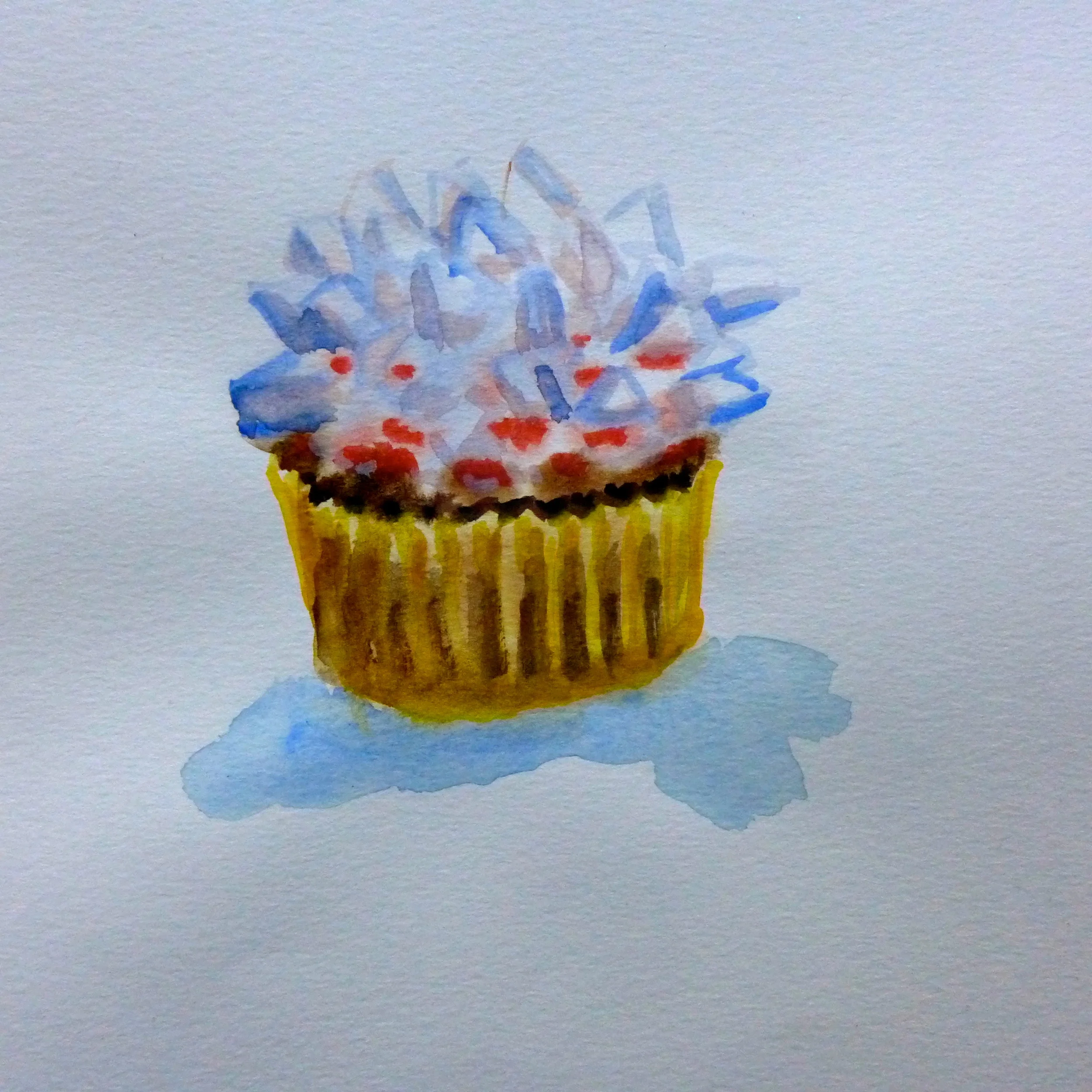 Rocket Cupcake, 7.5"x7.5", watercolor