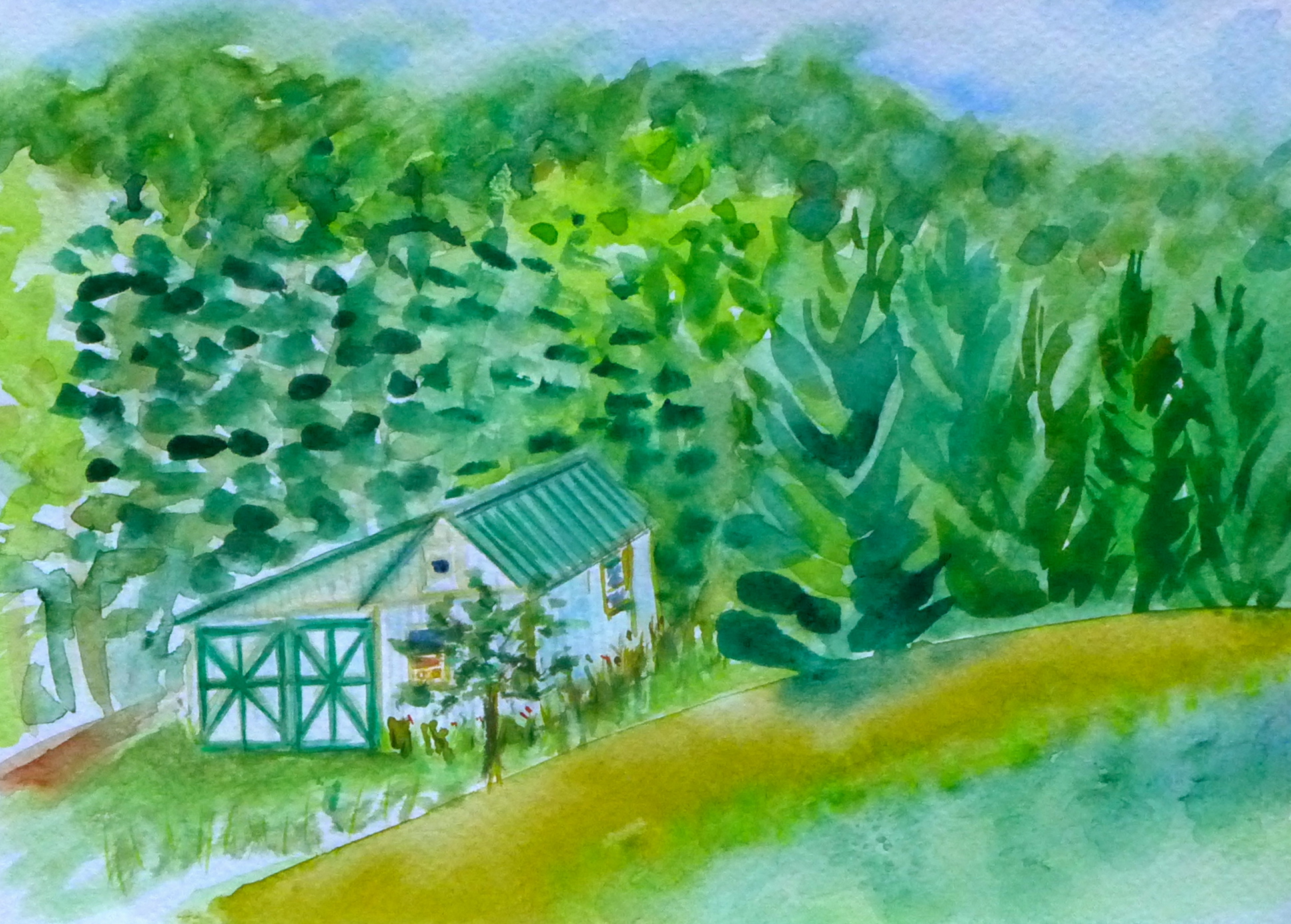 Tom and Brita's G& W Shed ,6.5"x9"watercolor