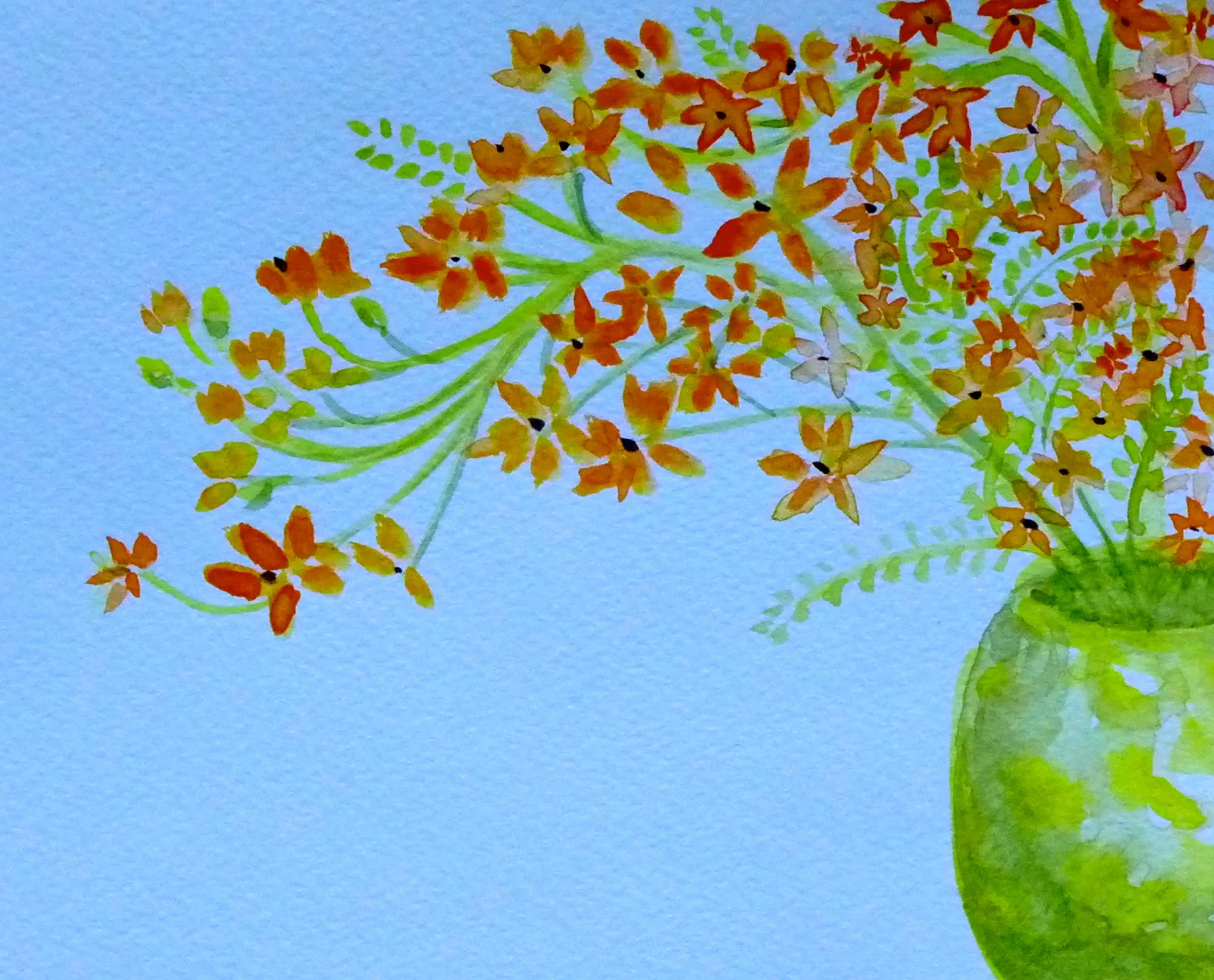 Mary's Orange Flowers 5.5"x6.75" watercolor