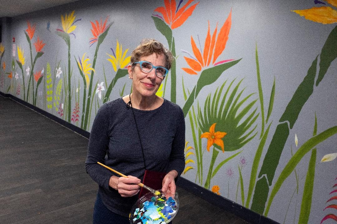 Denise Halpin working on the Salim House Mural