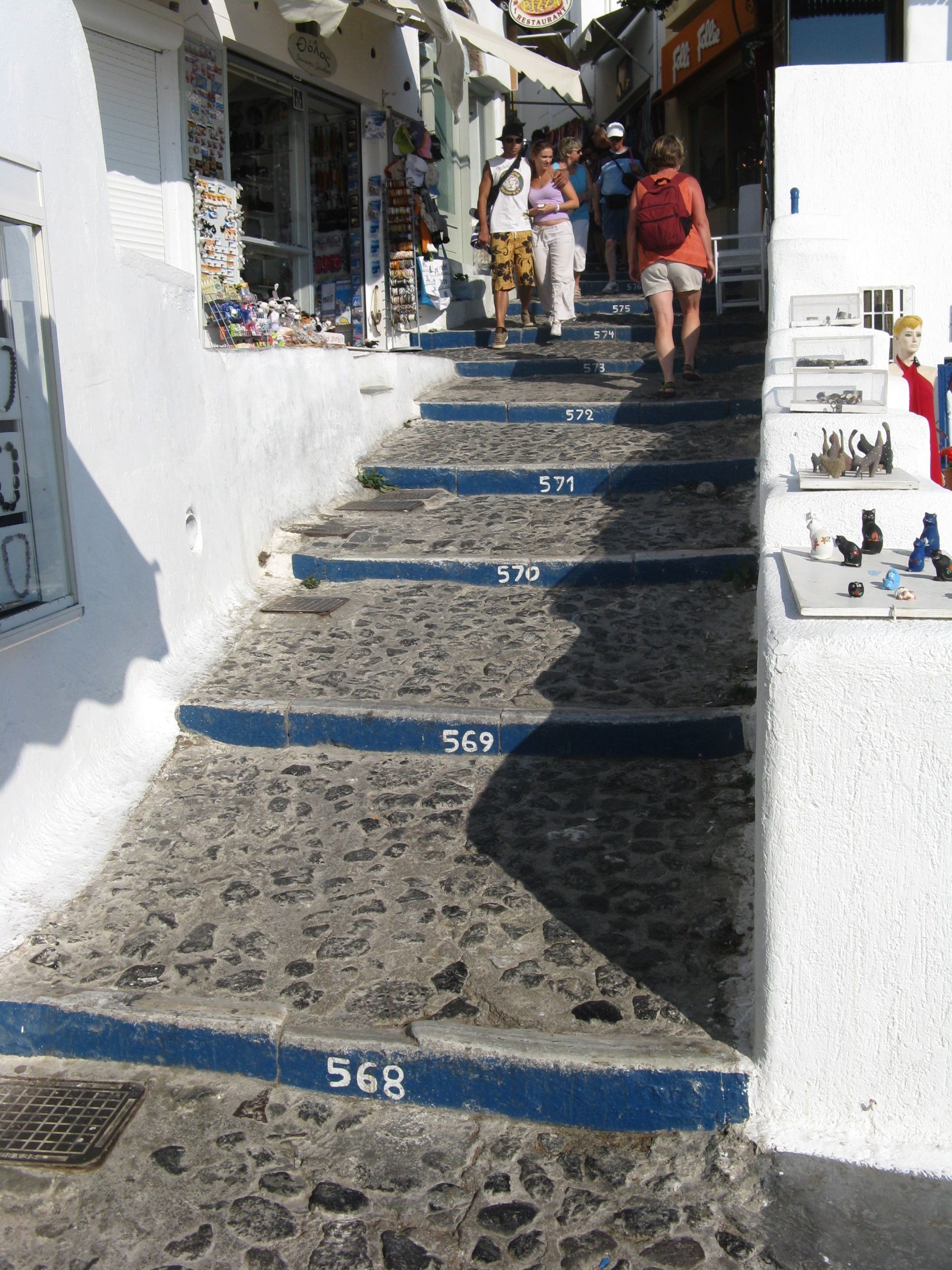 Numbered steps, Santorini, Greece